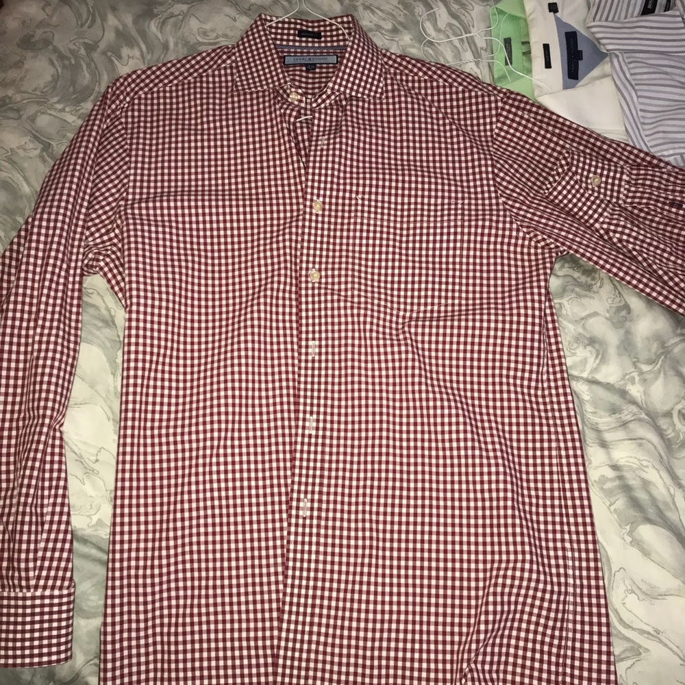 Tommy Hilfiger Red/White Checkered Dress Shirt